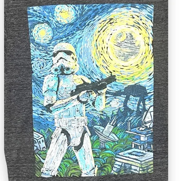 Star Wars Storm Trooper Starry Night Tee Shirt, Small Dark Gray VFifthSun - Picture 4 of 5
